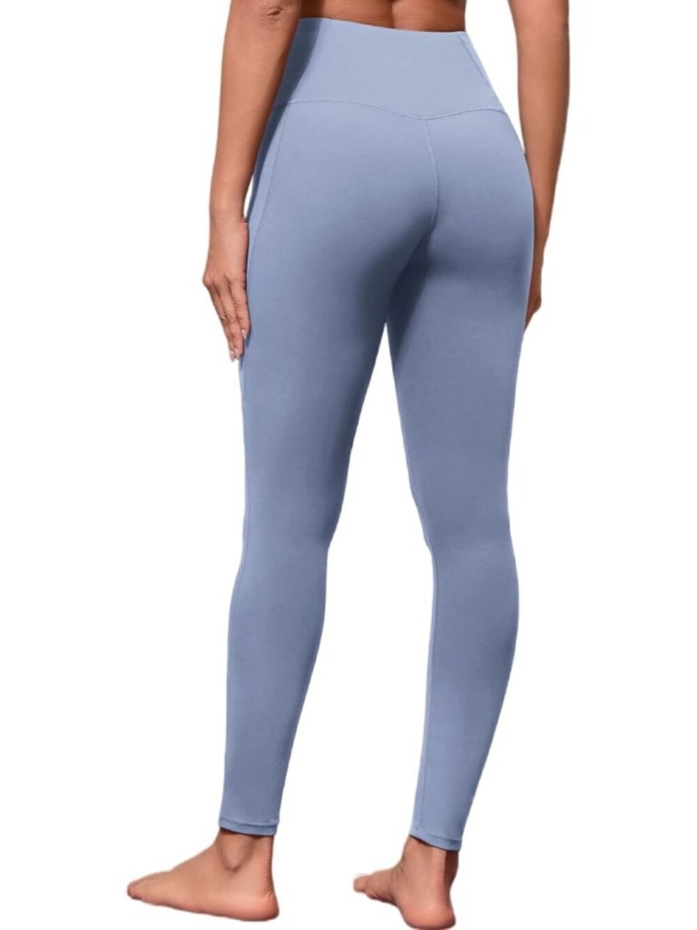 Women's Grey Blue Ultra Soft High Waisted Workout Gym Athletic Yoga Leggings - Picture 2 of 4